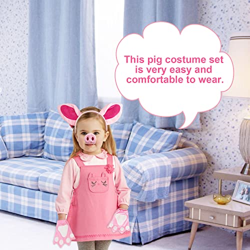 VIKSAUN Kostuum voor varken, oren, neus, staart en vlinderdas, handschoenen, roze varken, kostuum, kit, accessoires, met oren, dierenstaart, vlinderdas voor cosplay, Halloween party favorieten - Image 5