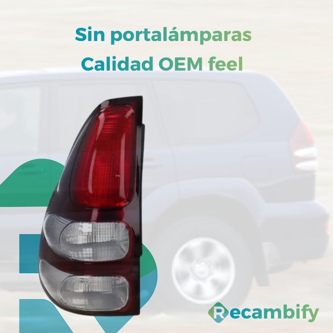 Piloto Trasero Izquierdo Compatible con Toyota Land Cruiser FJ120 (2003–2008) | Lado Conductor, OEM 81561-60621 | Sin Portalámparas, Blanco Rojo