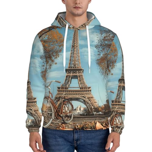 Pull à capuche pour homme imprimé tour Eiffel pour le quotidien - 2