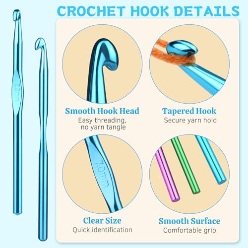Image of UzecPk 12Pcs 7mm Crochet Hooks, Crochet Needles Aluminum Crochet Hook, Crochet Hooks Bulk Crochet Needles for Crocheting Yarn Knitting Weave Beginners Women Adults