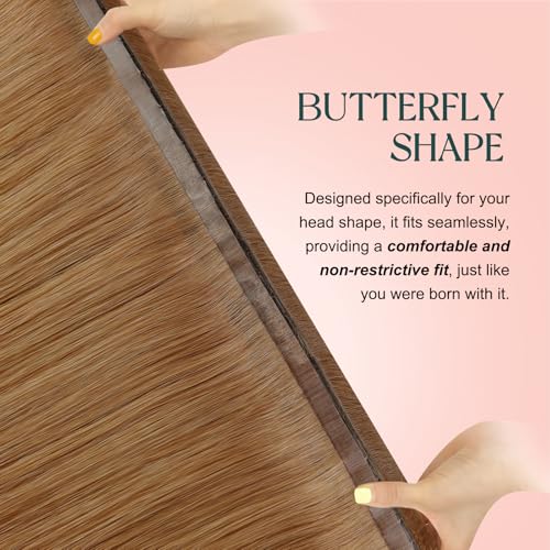 Image of Easyouth 80g Butterfly Weft Extensions Human Hair Copper, Invisible Butterfly Weft Hair Extensions Human Hair Copper, 16 Inch, for Women, for Formal, OVO Wefts Remy Hair Extension