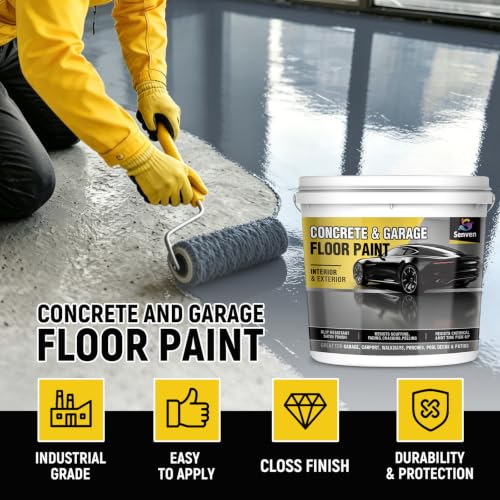 SENVEN Pintura para piso de concreto y garaje Slate Gray 1 Galón, pintura interior/exterior para pisos de concreto, recubrimiento para sótanos, porches, entradas, cubierta semi brillante miniatura 2