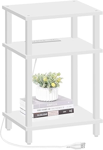 Miniatura 94 de TUTOTAK Juego de 2 mesas auxiliares, mesa auxiliar, mesita de noche, estante de almacenamiento de 3 niveles, mesa de sofá para espacio pequeño