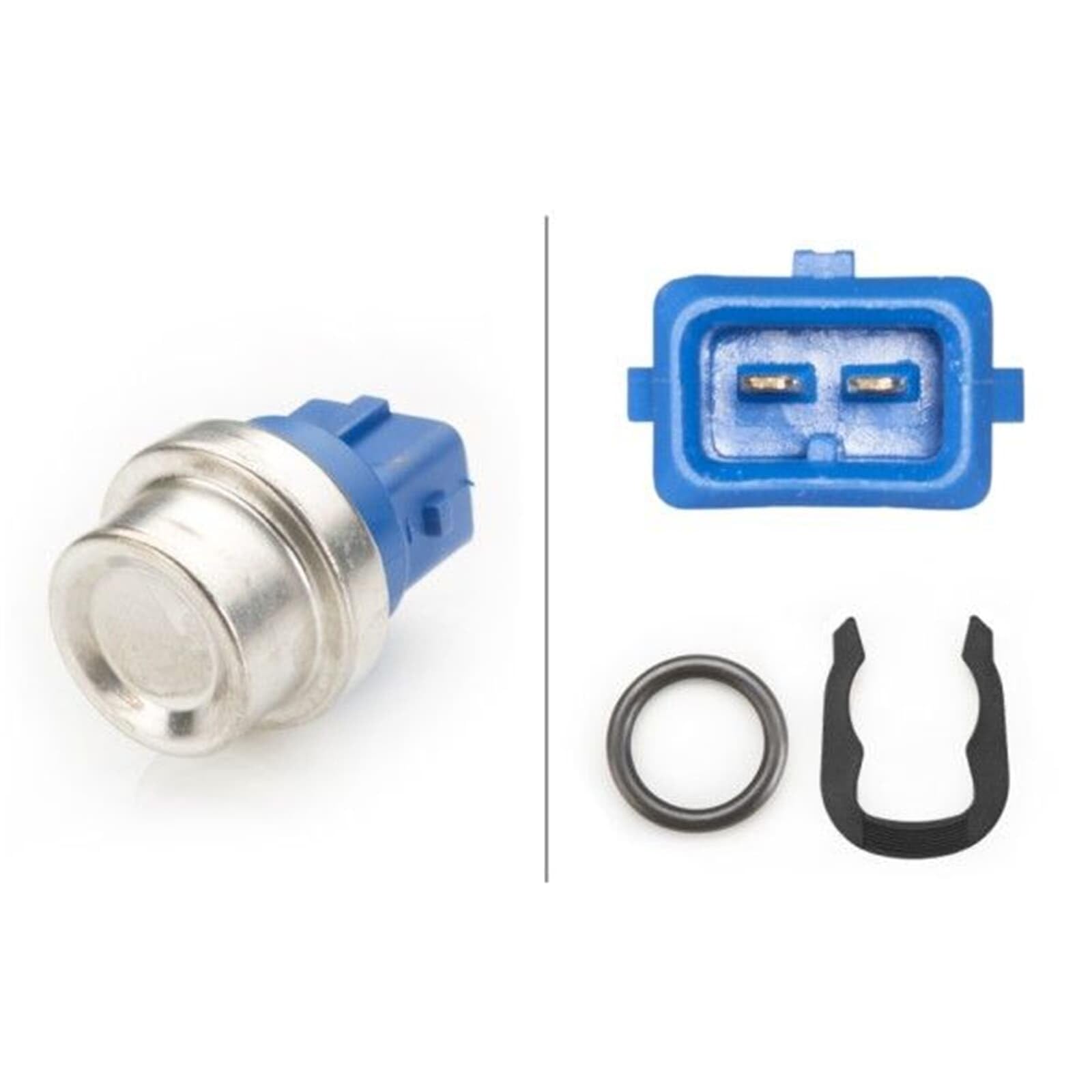 HELLA 6PT 009 107-551 Czujnik, temperatura płynu chłodzącego - 12V - 2-biegunowy - wciśnięty - z uszczelnieniem - z pierścieniem osadczym sprężynującym