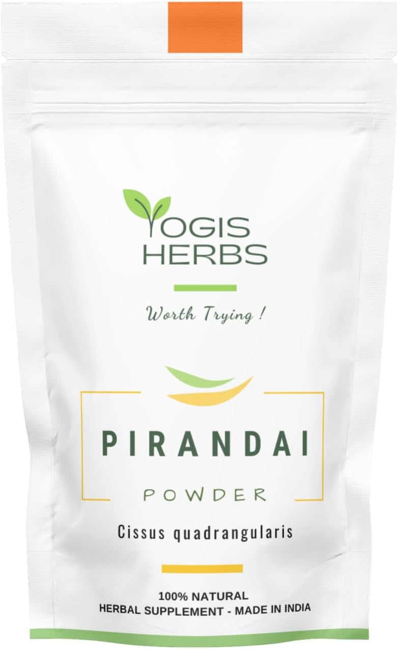 YOGIS HERBS Pirandai Powder, Cissus quadrangularis (Hadjod/Veldt Grape) — Traditional Bone Setter Herb for Bone Health, Joint Mobility & Active Wellness — Single-Ingredient, Stone-Ground