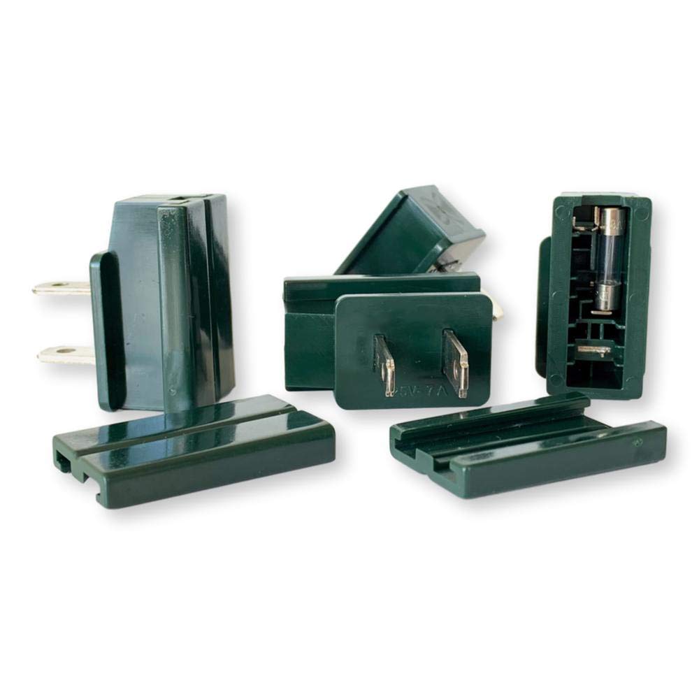 Male Zip Plug with 8 amp fuse SPT-2 10 pack Green