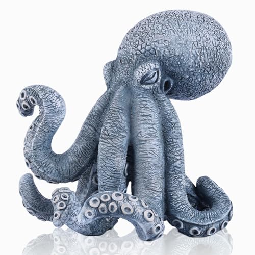 Escultura Decorativa de Pulpo Azul para Hogar