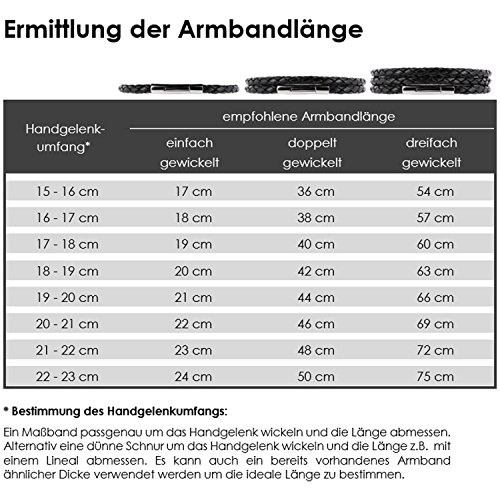 Auroris Echtleder Kette/Armband geflochten 3mm Farbe: schwarz mit Hebeldruckverschluss aus Edelstahl - Länge: 55cm