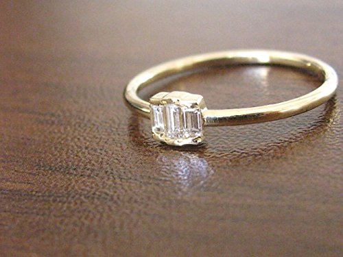 Baguette Diamond Engagement Ring Yellow Gold, Minimalist Baguette Ring, Wedding Ring, Baguette Engagement, Anniversary Ring