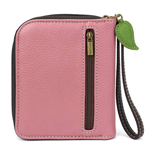 Image of CHALA Zip Around Wallet, Wristlet, 8 Credit Card Slots, Sturdy Pu Leather - Pink Rose - Pink