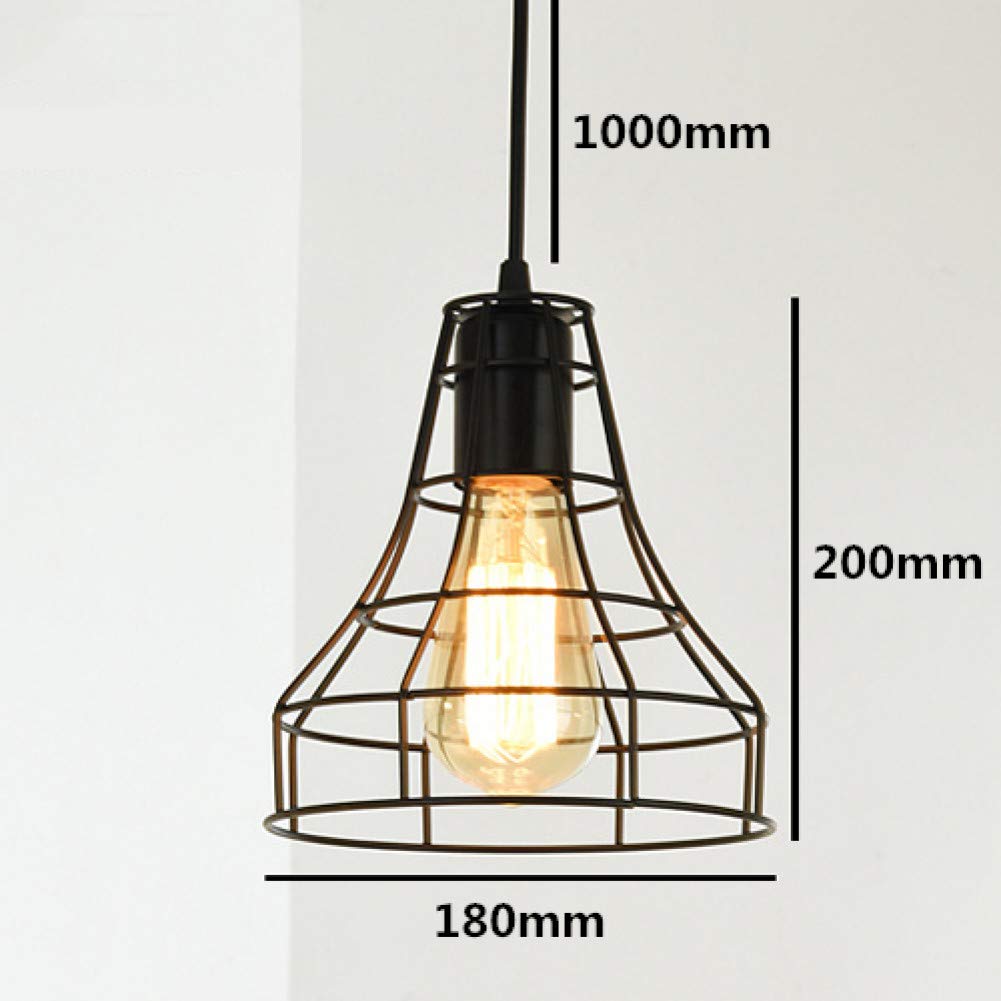 GDFAV Loft Vintage Industrial Wind Pendant Lamp Retro Edison Light Holder Iron Restaurant Bar Counter Attic Bookstore Cage Lamp，P-style