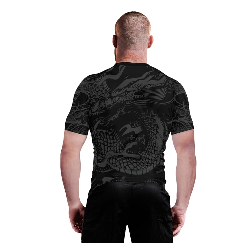 Dragon Men’s Short Sleeve Compression Shirt Workout Running Cool Dry Base Layer Active Rash Guard 5