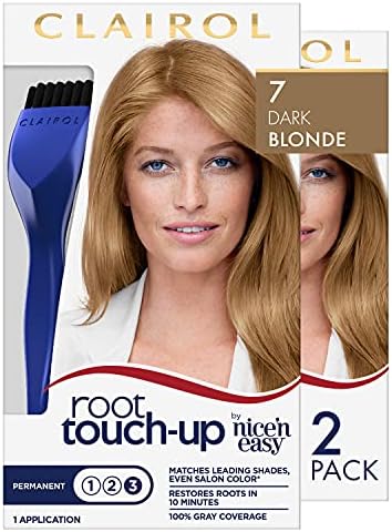 Clairol Root Touch-Up by Nice'n Easy Permanent Hair Dye, 7 Dark Blonde Hair Color, Pack of 2
