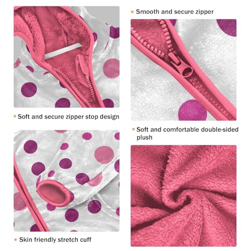 OTVEE Valentine Pink Purple Dots Kids Hoodie Jacket Fall Spring Full Zip Warm Outwear Coat3