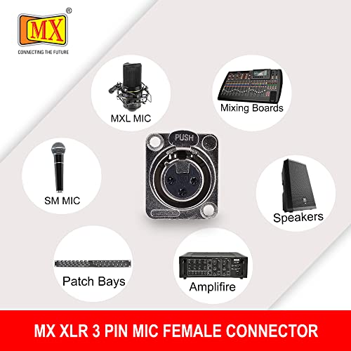 Image of MX 3 Pin XLR connector Microphone Connector pin Pure Copper Nickel Plated Pins1 for High Conductivity microphone cable connector PERENT (3 PIN PANEL MOUNTING silver, Pack of 4, Female Connector)
