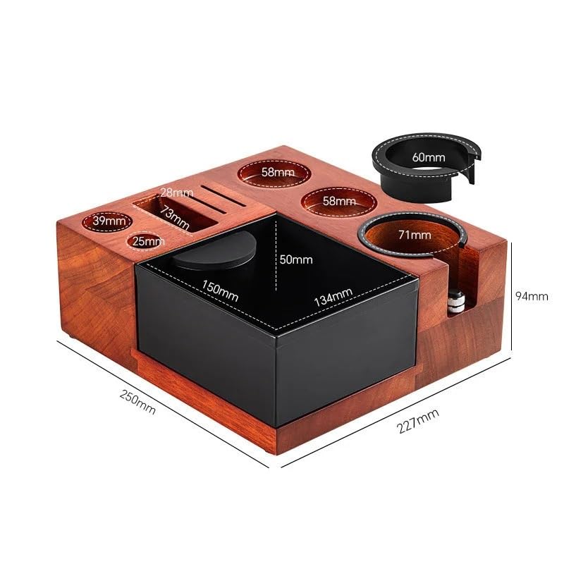 Soporte for tapete de prensado de café con Caja de golpeo extraíble, Soporte for portafiltros de 51 mm, 54 mm y 58 mm, Accesorios for cafeteras Espresso y Baristas(N2)