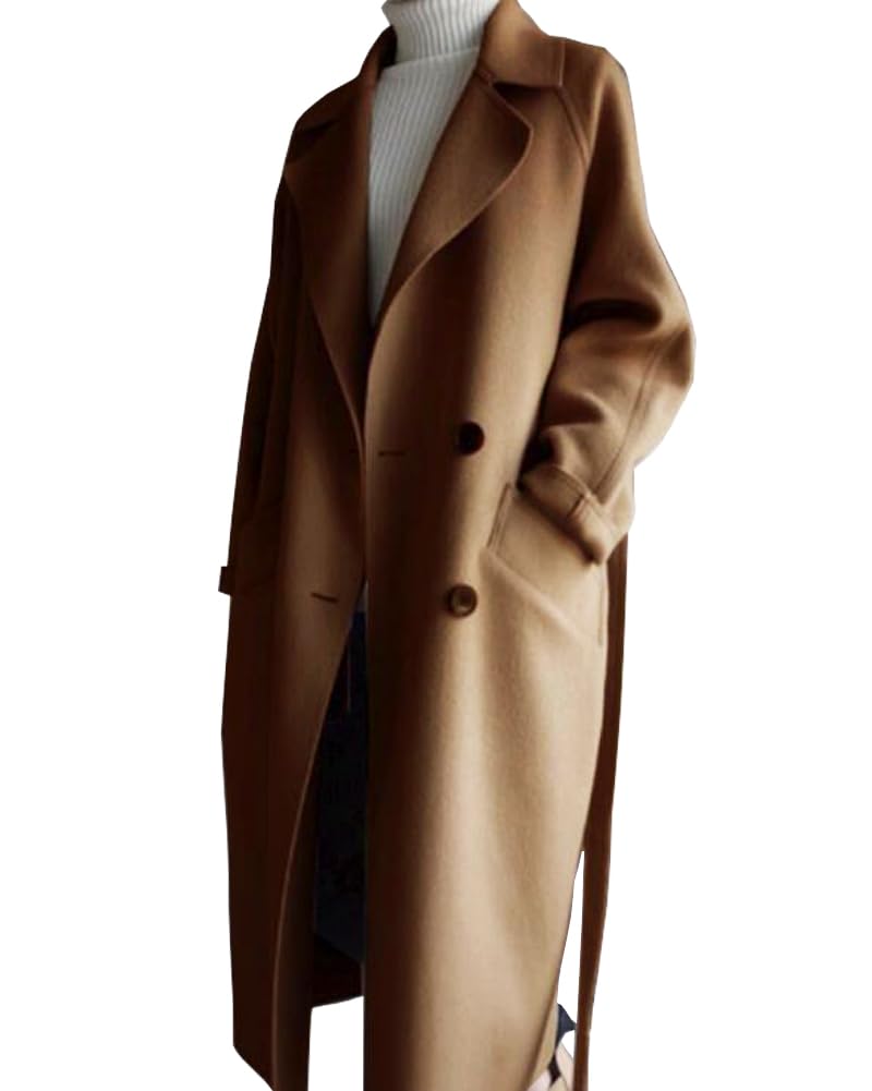 celetree Women's Chester Coat, Long Length, Outerwear, Large Size, Adult, Plain, Beautiful, Elegant, Warm, Autumn, Winter-picture-21
