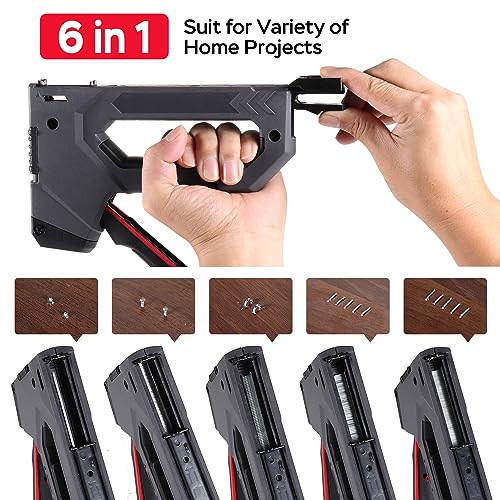 YEAHOME 6-in-1 Staple Gun Heavy Duty, Upholstery Manual Brad Nailer Power Adjustment Stapler Gun with 5000 Staples for Fixing Material, Wood, Crafts, Carpentry, Decoration DIY by YEAHOME - Image 4