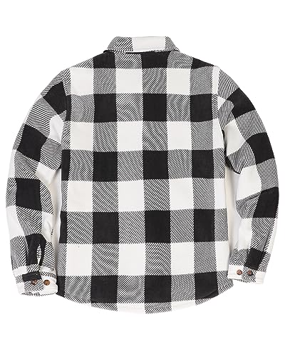 Image of Lisskolo Men's Warm Sherpa Flannel Shirt Jacket Heavy Fleece Lined Plaid Button Up Jackets