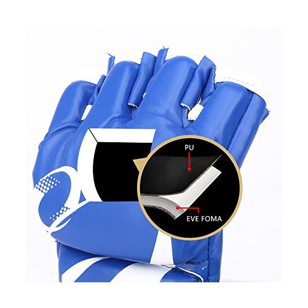 GINGPAI-Half-Training-Boxing-Mitts-Gloves-for-Men-Women-Training-Gloves-Sparring-Gloves-for-Punching-Bag-Kickboxing-Muay-Thai-MMA-UFC GINGPAI Half Training Boxing Mitts Gloves for Men Women, Training Gloves, Sparring Gloves for Punching Bag, Kickboxing, Muay Thai, MMA, UFC (Blue)