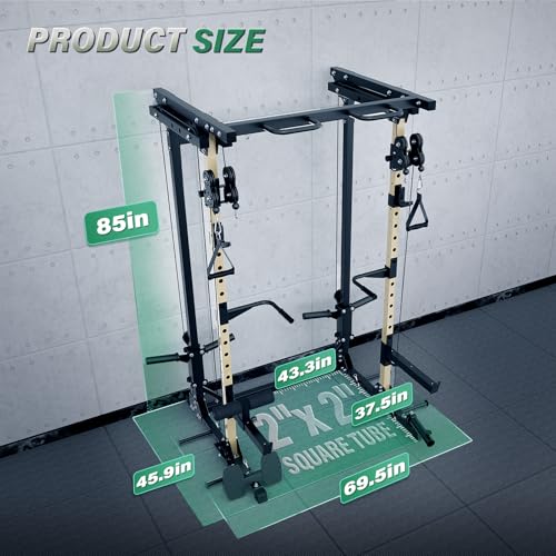 Image of MAJOR FITNESS Drone3 Power Rack, 2500lbs Multi-Function Home Gym Squat Rack with Dual Pulley System, Pull-Up Bar & J-Hooks, Heavy-Duty Steel Frame for Maximum Stability & Strength Training