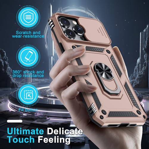 Coque iPhone 14 Pro antichoc intégrale avec béquille or rose - 7