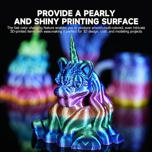 Image of Gratkit Silk Rainbow PLA Filament 1.75mm, Color Change 3D Printer Filament, + /-0.03mm, Multicolor 3D Printing Filament Rainbow Universe