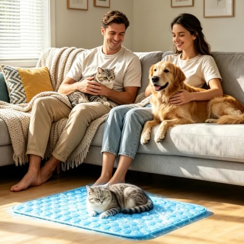 Tapis rafraîchissant pour chiens lavable et pliable pour cage et maison
