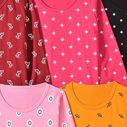 Image of T2F Girls 100% Cotton Printed T-Shirt (Pack of 5)
