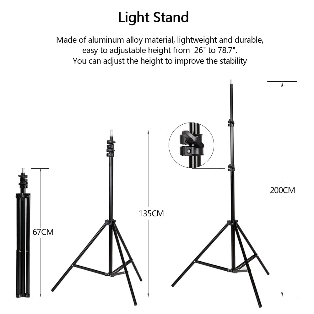 Andoer Softbox LED Set - Estudio Fotográfico Con 2 Softbox 50x70cm, 2 Portalámparas 4 en 1, 2 Soportes de Luz 2M y Bolsa de Transporte Para Retratos y Fotografía