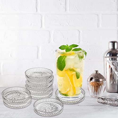 Avla A-CRYSTALCOASTERS-8P 8 Pack Crystal Drink Coasters, Glass Round Cup Mat, Clear Decorative Wine Bottle Coasters Barware Set thumb #7