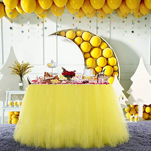 HB HBB MAGIC Yellow Tulle Table Skirt for Baby Shower Handmade Tutu Table Skirt Tableware for Rectangle or Round Table Wedding Birthday Party Decorations,1 Yard - Thumbnail 4