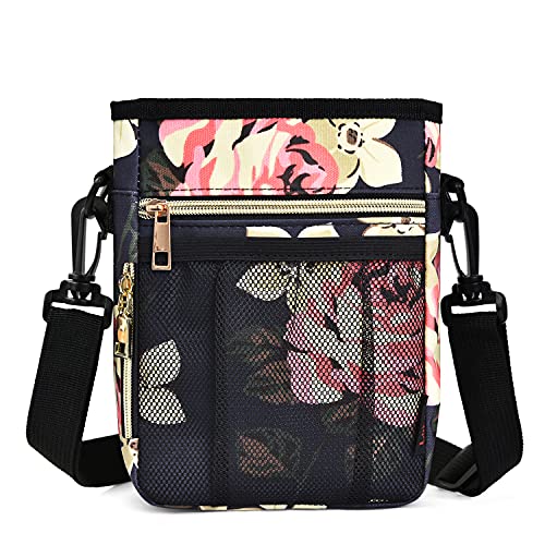 SUPPETS Dog Treat Pouch Dog Treats Bag with Waist Belt, Metal Clip, Poop Bag Dispenser for Doggy Puppy Pet Training, Peony