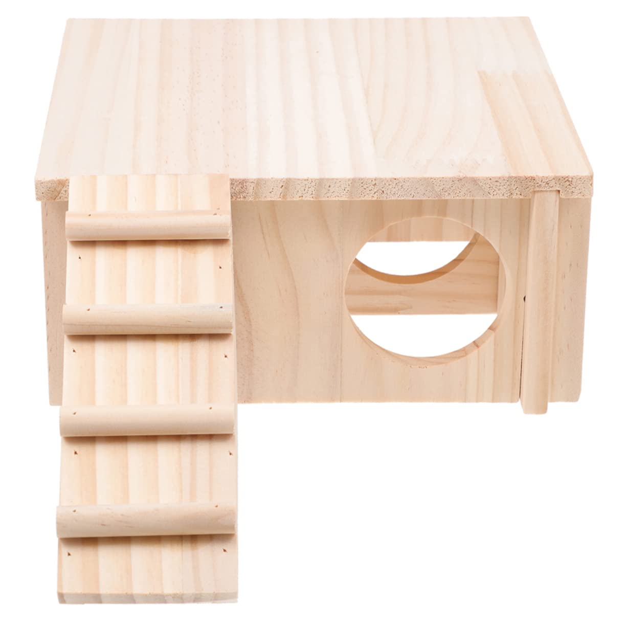 CORHAD 1Set Delicate Wooden House with Ladder Cozy Hideout for Dwarf Hamsters Mice Pets Durable Wear Design Hamster Home Present Option