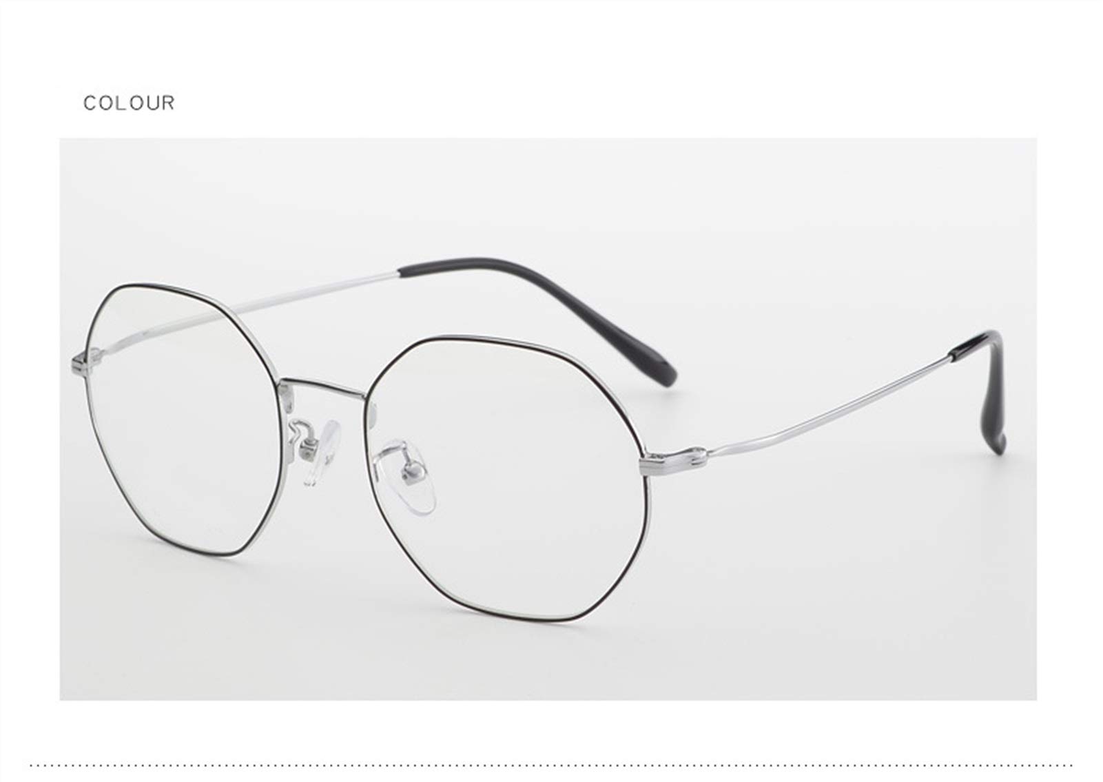 Blaulichtfilter Brille Polygon Brillengestell Aus Reinem Titan for Damen Strahlenschutzbrille Weibliche Runde Gesichtsbrille Anti-blaues Licht Und Flaches Licht Ideal for Spiele, Computer Und Lesen