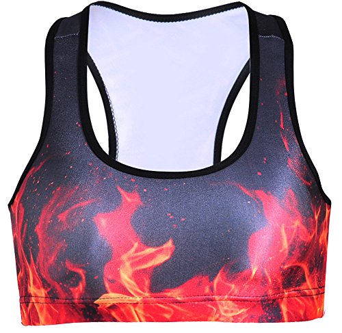 Image of Sister Amy Women's Aerobics Gym Dance Yoga Vest Printed Sports Bra Top Vest