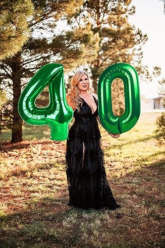 Image of Number Balloons 4 Balloon Dark Green for 4th Birthday Decoration, 40 inch | Saturated Color, Large 40 in, With Inflation Straw & Hanging Hole, For Back-To-School Season, Forest Picnic Party, Christmas