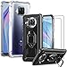 [4 Sets] IMBZBK 2pcs Funda para Xiaomi Mi 10T Lite 5G + 2pcs Protector Pantalla Cristal Templado [Cubierta con soporte de anillo magnético] [Protección grado militar][Amortiguador][10X Anti-Yellowing]