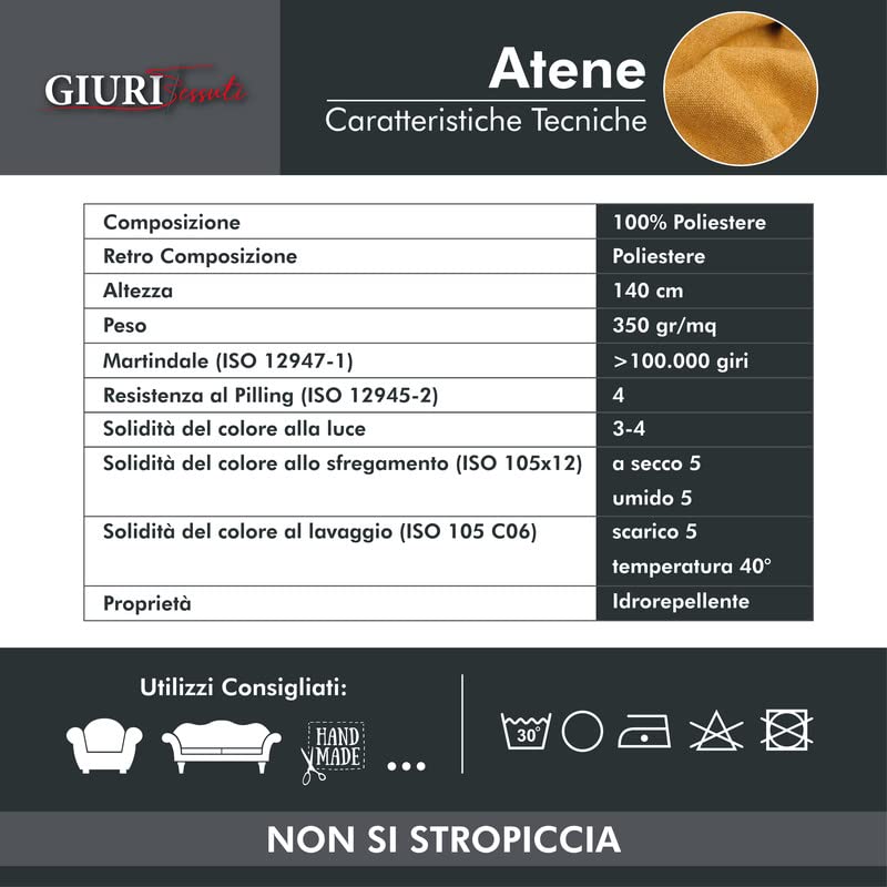 GIURI TESSUTI - PENELOPE, Tessuto Effetto Canapone - Idrorepellente e Antimacchia, Ideale per Arredo e Tappezzeria - Altezza 140 cm (3 Metri, Grigio Chiaro)