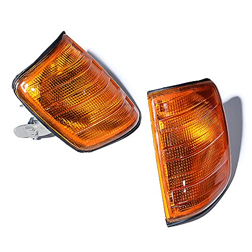 Anzios Compatible For 1985-1995 Mercedes E-Class W124 E420 E500 Corner Lights Turn Signal Indicator Amber Lens Housing Cover