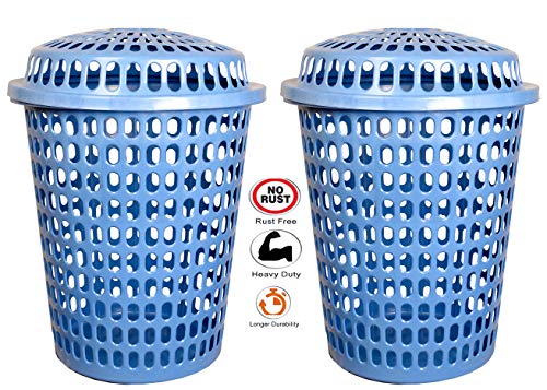 Image of Plastic Laundry Basket /Bag, 17x17x21 inch, 50L, Blue, Set of 2