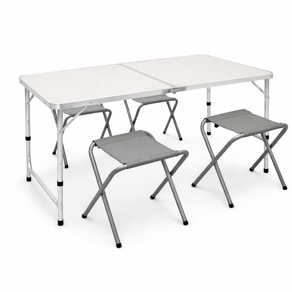Mesa Plegable de Camping con 4 Taburetes