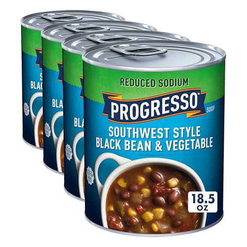 Image of Progresso Reduced Sodium, Southwest Style Black Bean & Vegetable Canned Soup, Gluten Free, 18.5 oz. (Pack of 4)