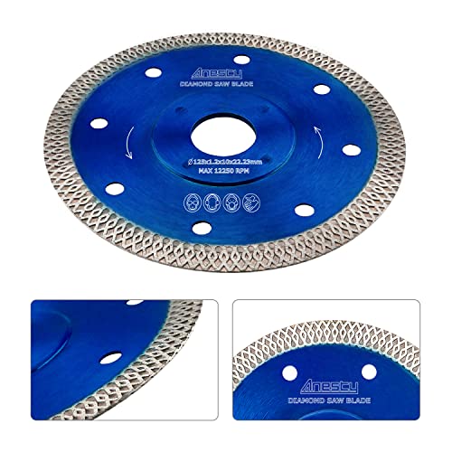 Diamond Porcelain Saw Blade, 5 Inch Ceramic Tile Diamond Blade For Cutting Granite Marble Porcelain Tiles Stone, Mesh Turbo Dry/Wet Tile Cutting Disc Wheels For Angle Grinder (3Pcs) #TOP2
