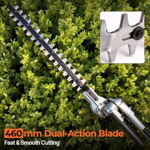 Ecobuild 1010W Heavy-Duty Pole Hedge Trimmer - 2.6m Long Reach Telescopic Cutter with 10m Cable, 45cm Dual-Action Blades & 20mm Tooth Spacing - Image 5