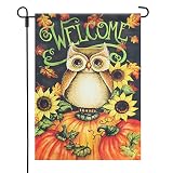 LAYOER Yard Garden Flag 12.5 x 18 Inch House Double Sided Welcome Fall Spring 12 x 18 Inch (Owl Pump