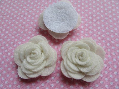 Image of YYCRAFT Pack of 20PCS Felt Rose 1.5 inch 4D Flower Wedding Applique Bow-Ivory