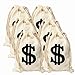 6pack 6.3 x 9 Inches Money Bags Money Bag Prop Money Bag Dollar Money Bag Costume Sign Carrying Sack for Toy Party Favor, Bank Robber Pirate Cowboy Cosplay Theme Party