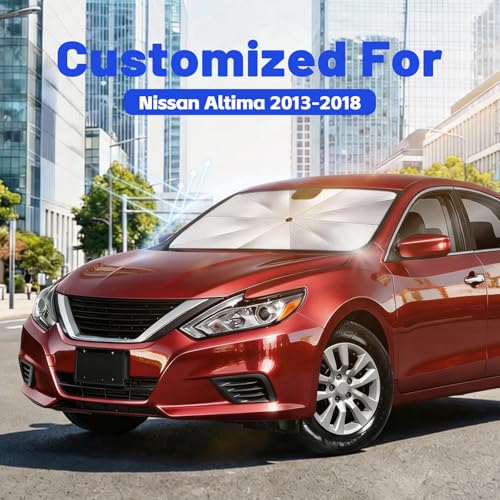 Image of Car Windshield Sun Shade for Nissan Altima 2013-2018 -[Reflective Coated Fabric] Sunshade Umbrella for Front Window, Car Shades Sun Visor Keep Car Cool and Protects Interior, 1:1 Exact Fit