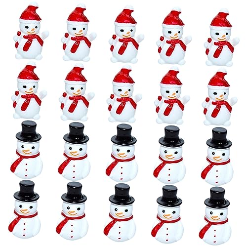 RORPOIR 40pcs Mini Snowman Figurines Christmas Ornaments for Craft Decoration Tiny Snowman Figures for Holiday Decor for Tabletop Mantel Display